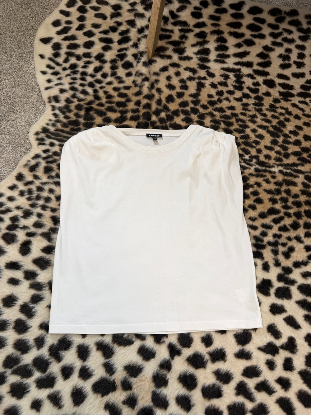 Express White Tee Crew Neck w/ Shoulder Pads Size M